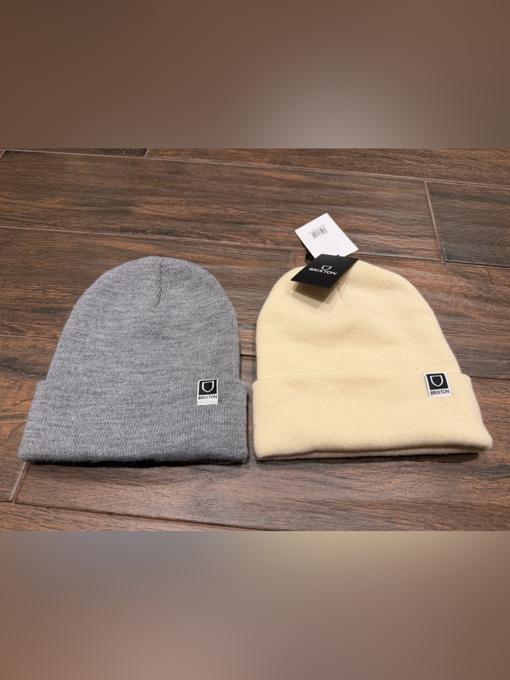 NWT Brixton Knit Beanie Harbor beta watch cap 2 hats winter warm Gray & Cream
